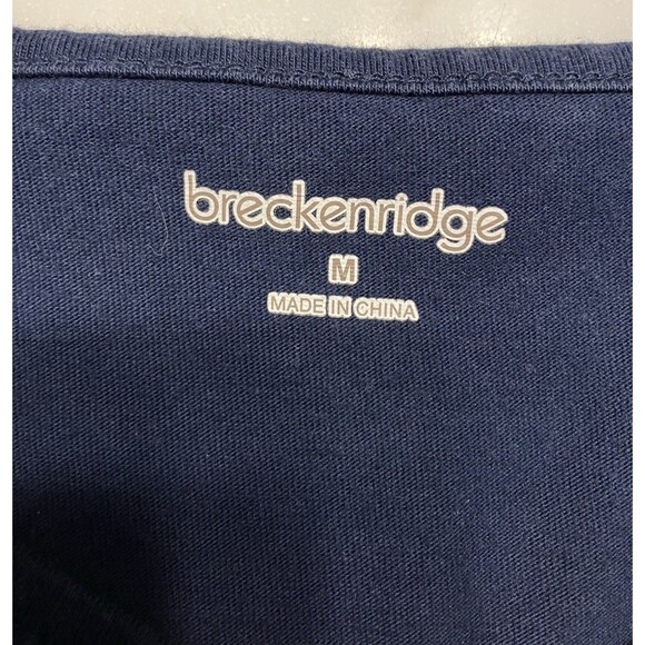 Breckenridge Embroidered Fall Theme Top Dark Blue Size M - Picture 2 of 7